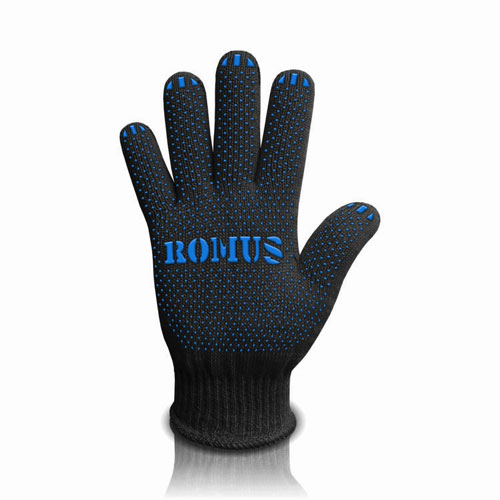 Рукавиці трикотажні з ПВХ вкрапленням Romus 3-нитка чорні 8311R